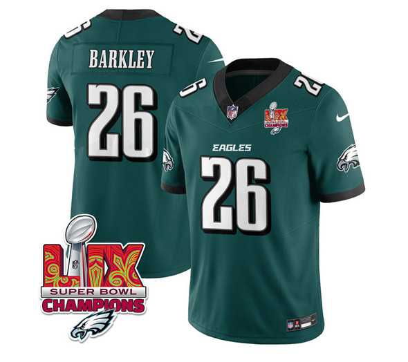 Men & Women & Youth Philadelphia Eagles #26 Saquon Barkley Green 2025 Eagles Logo Super Bowl LIX Patch New F.U.S.E. Vapor Untouchable Limited Stitched Jersey Dzhi